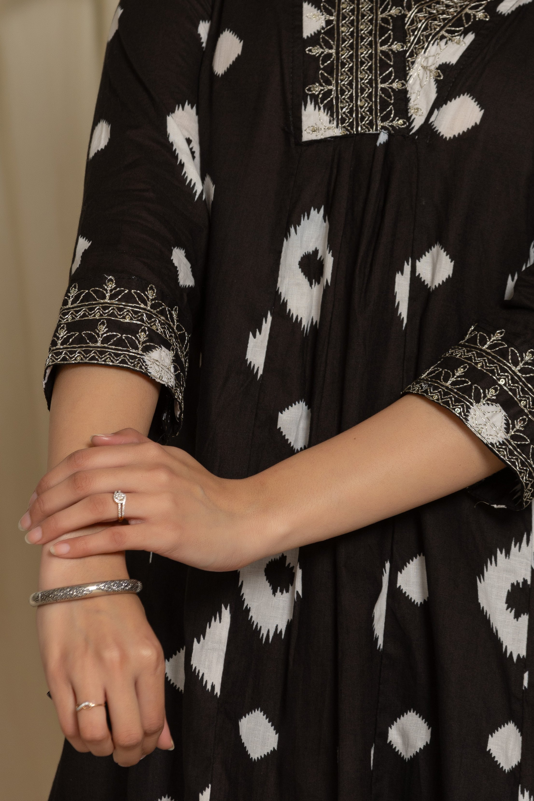 Beautiful Black Color Prosin Print Suit Set