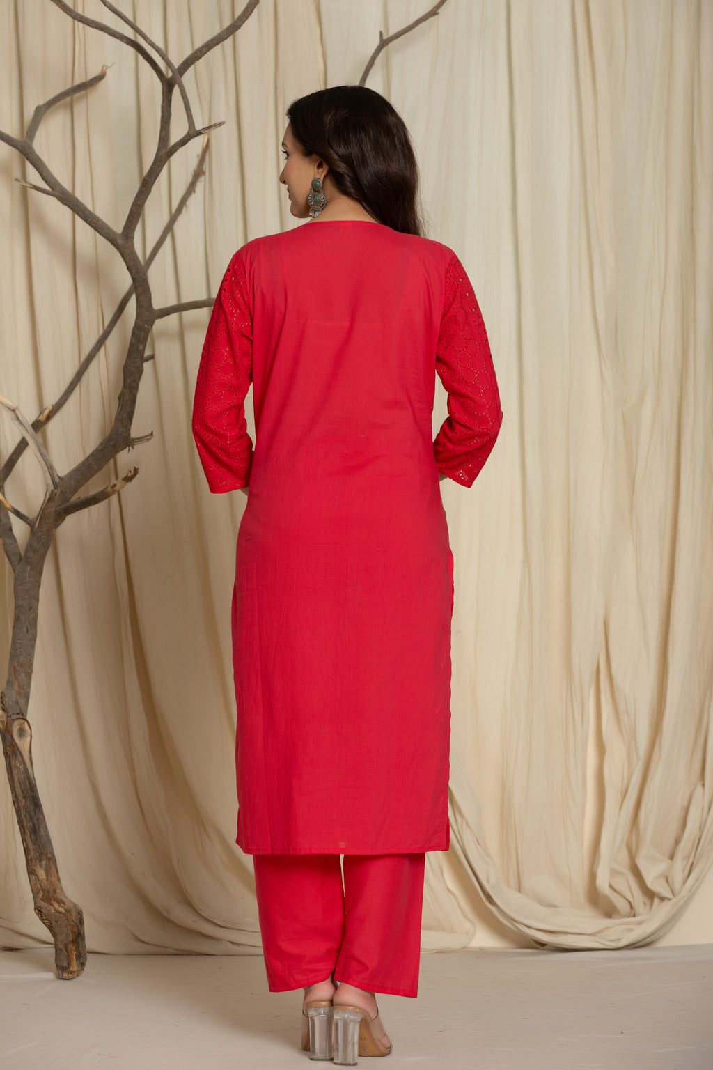Elegant Pink Chikankari Suit with Matching Pants and Printed Dupatta