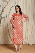 Women's Brown Viscose Rayon Kurta Pant Set with Gota Patti Lining