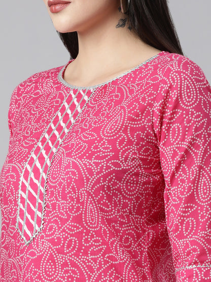 Pink Cotton Kurta Set with Pant and Dupatta from samhitas apparel