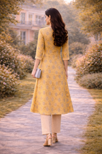 Elegant Kurta Set for Women- Mustard Yellow