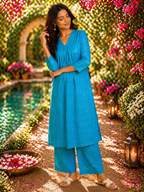 Elegant Kurta Set for Women -Turquoise Blue