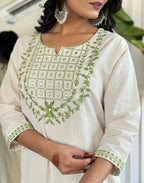Beautiful Green Kurta Set with Silk Dupatta