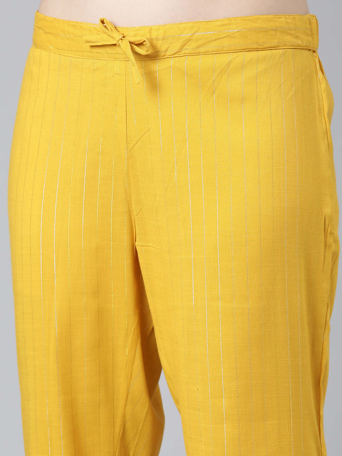 bottom view image of Samhitas Chrome Yellow Kurti With Pants