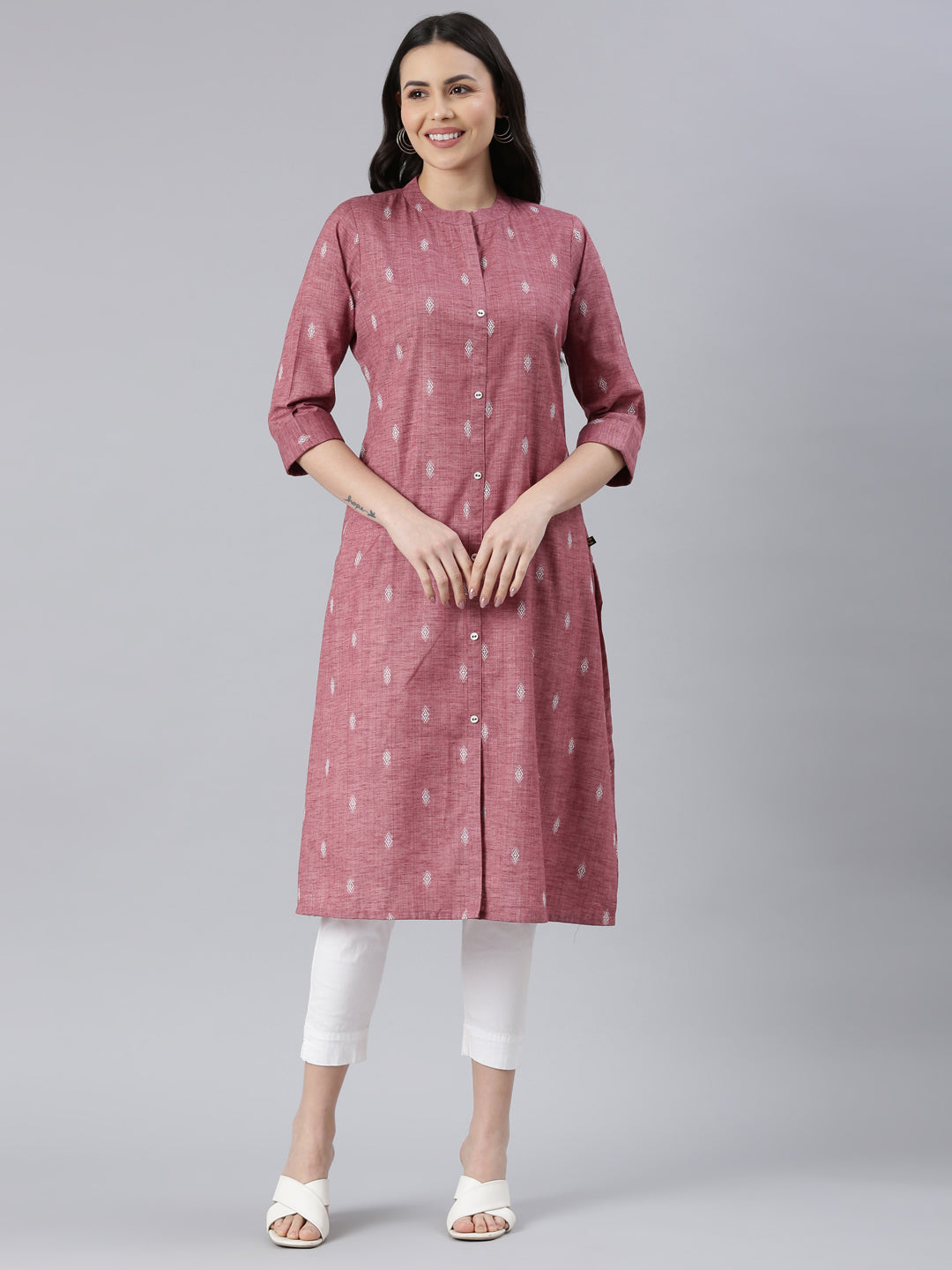 Eros Pink Pure Cotton Dobby Kurta for women from samhitas