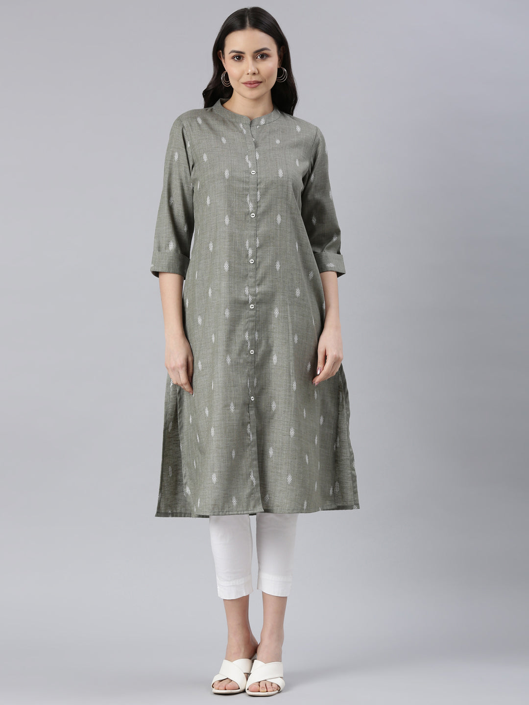 Women's Emerald Indie Print Pure Cotton Dobby Kurta from samhitas apparel