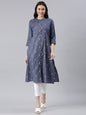 Women's Pure Cotton Dobby Kurta in Indigo from samhitas