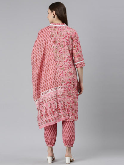 Rose Pink Pure Cotton Kurta set for women from samhitas apparel