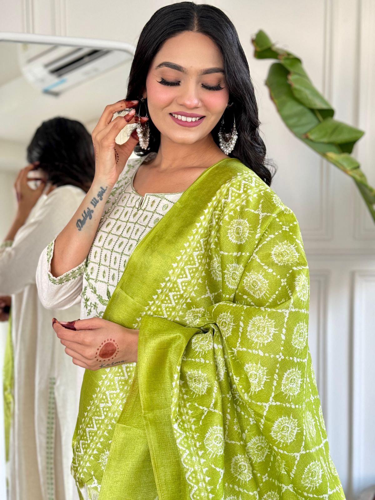 Beautiful Green Kurta Set with Silk Dupatta