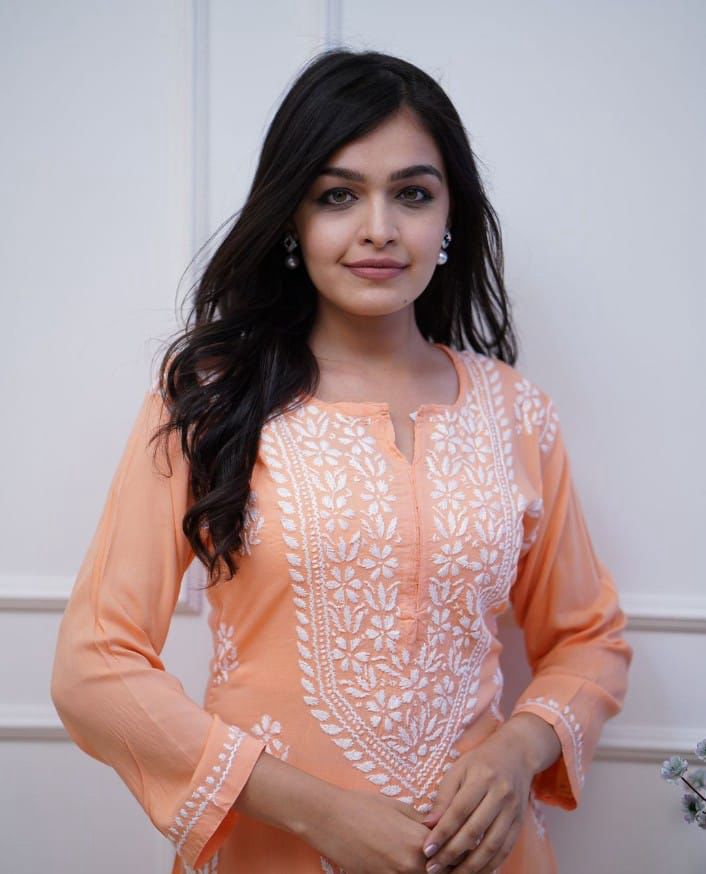 Premium Rayon Fabric Peach Kurta Set With Heavy Embroidery