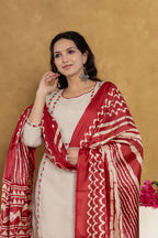 Cotton Flex Floral Embroidered Kurta Set with Printed Dupatta