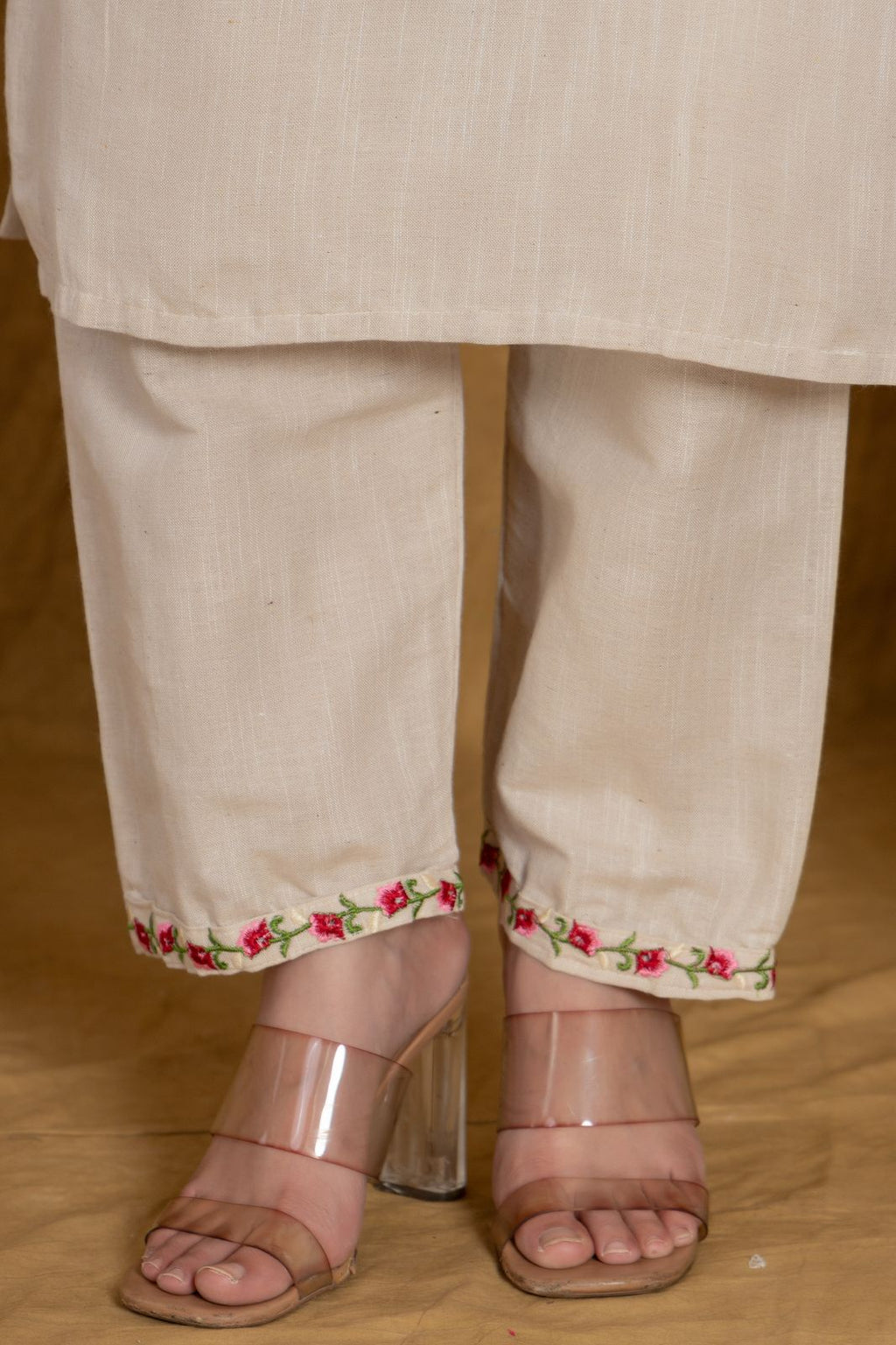 Cotton Flex Floral Embroidered Kurta Set with Printed Dupatta