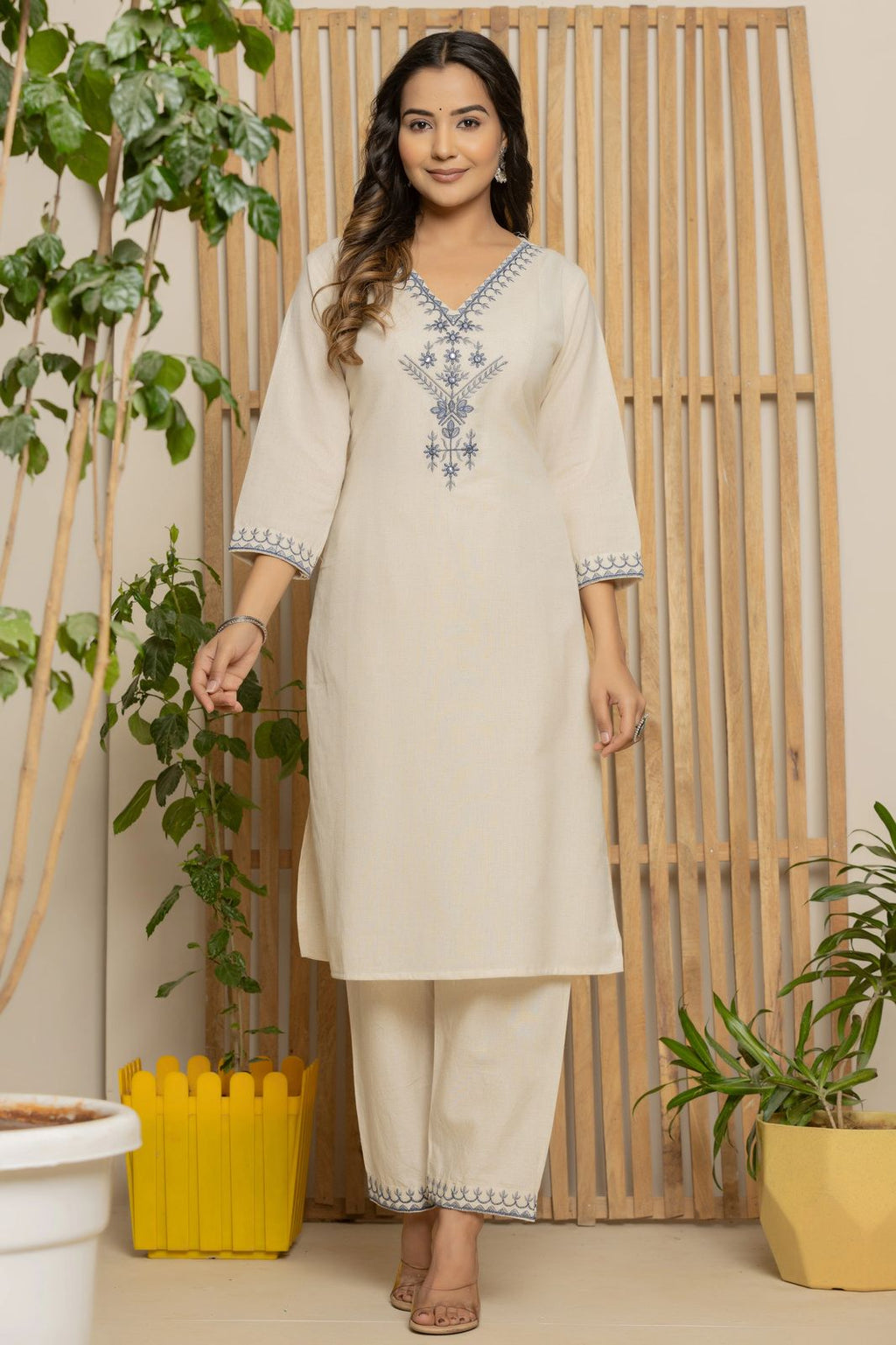 Royal Indigo Embroidered Kurta Set – Silk Dupatta & Elegant Bottoms