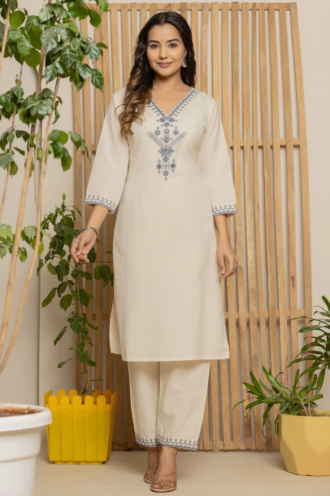 Royal Indigo Embroidered Kurta Set – Silk Dupatta & Elegant Bottoms