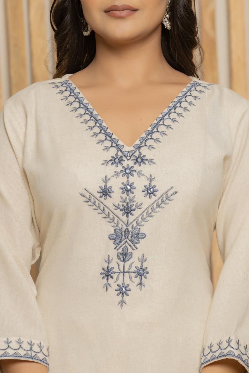 Royal Indigo Embroidered Kurta Set – Silk Dupatta & Elegant Bottoms