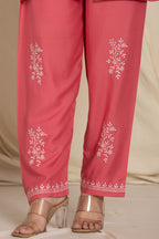 Casual Maroon Color Cotton Printed Cord Set