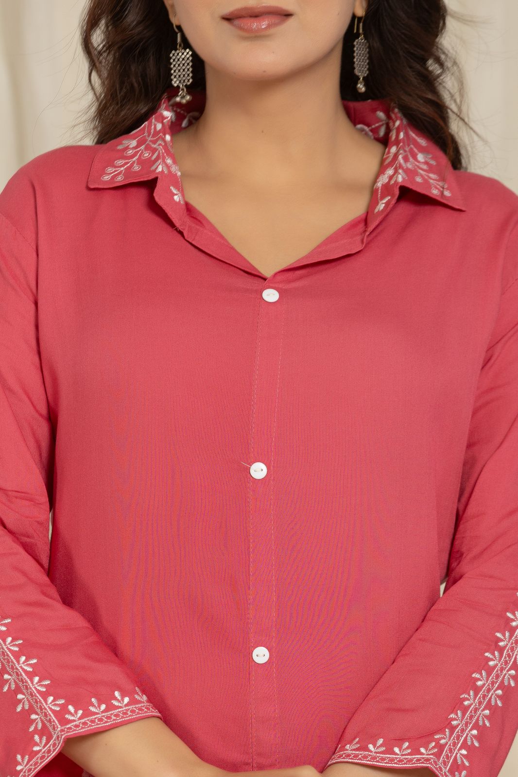 Casual Maroon Color Cotton Printed Cord Set