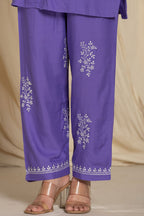 Casual Violet Color Printed Cotton Cord Set