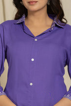 Casual Violet Color Printed Cotton Cord Set