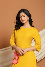 Yellow Bloom Grace Co-ord Set with hand-painted floral motifs