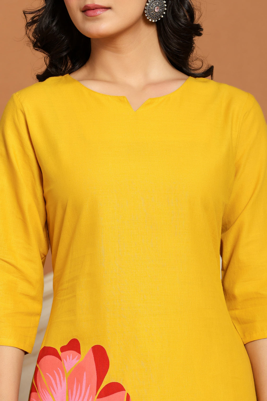 Yellow Bloom Grace Co-ord Set with hand-painted floral motifs