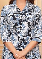 Black Cotton Printed A Line Cord Set for Women