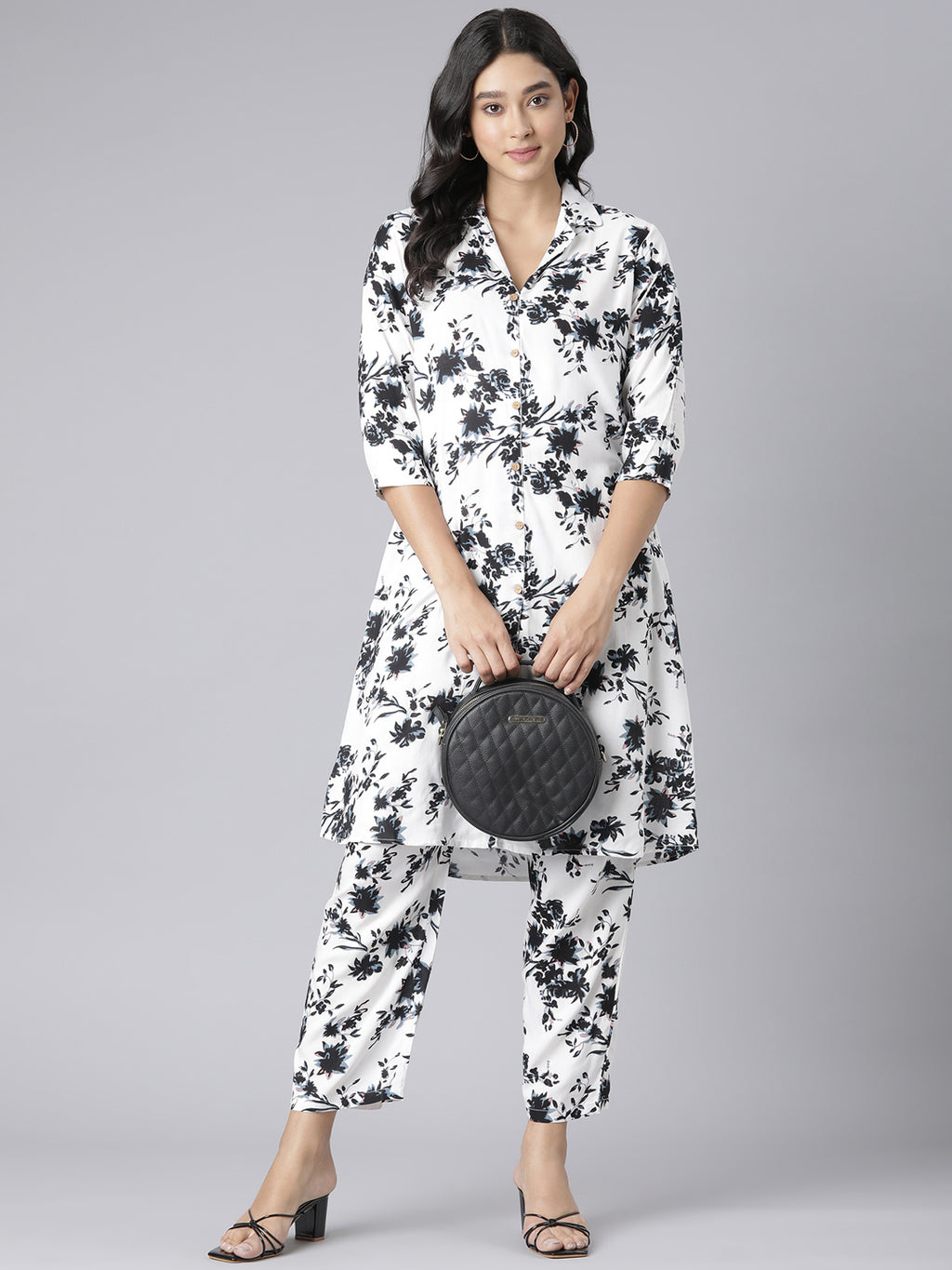 Monochrome Bloom Printed Co-ord Set