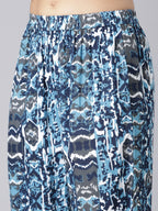 Azure Abstract Printed Co-ord Set with Shirt Collar
