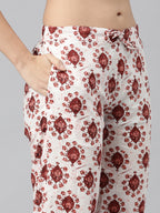 Maroon Abstract Print Kurti Set With Pant