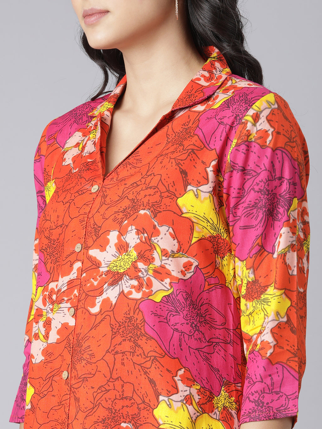 Tropical Bloom Printed Red Co-ord Set