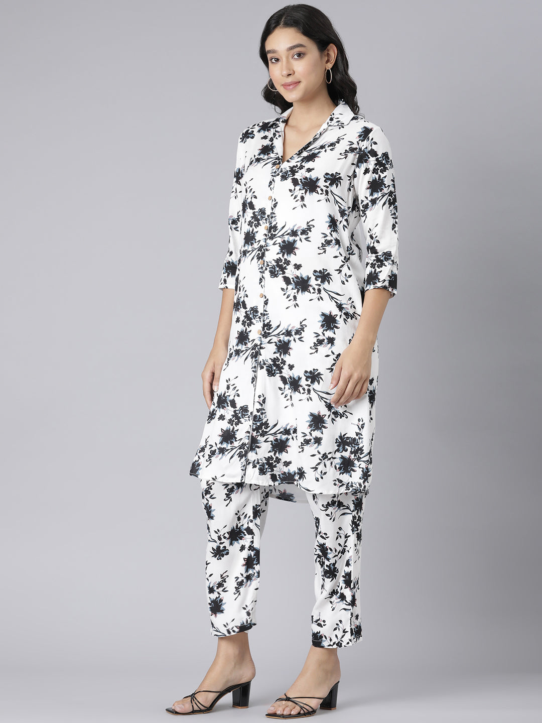 Monochrome Bloom Printed Co-ord Set