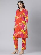 Tropical Bloom Printed Red Co-ord Set