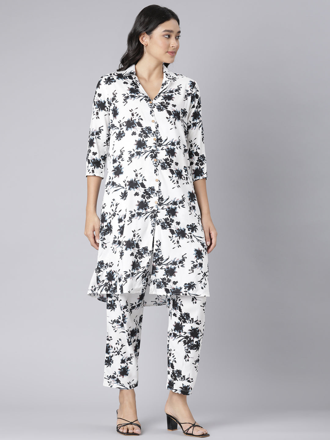 Monochrome Bloom Printed Co-ord Set