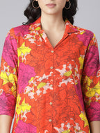 Tropical Bloom Printed Red Co-ord Set